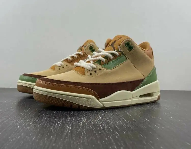 Air Jordan 3 Zion Williamson Voodoo high-top sneakers in tan brown and green with white laces