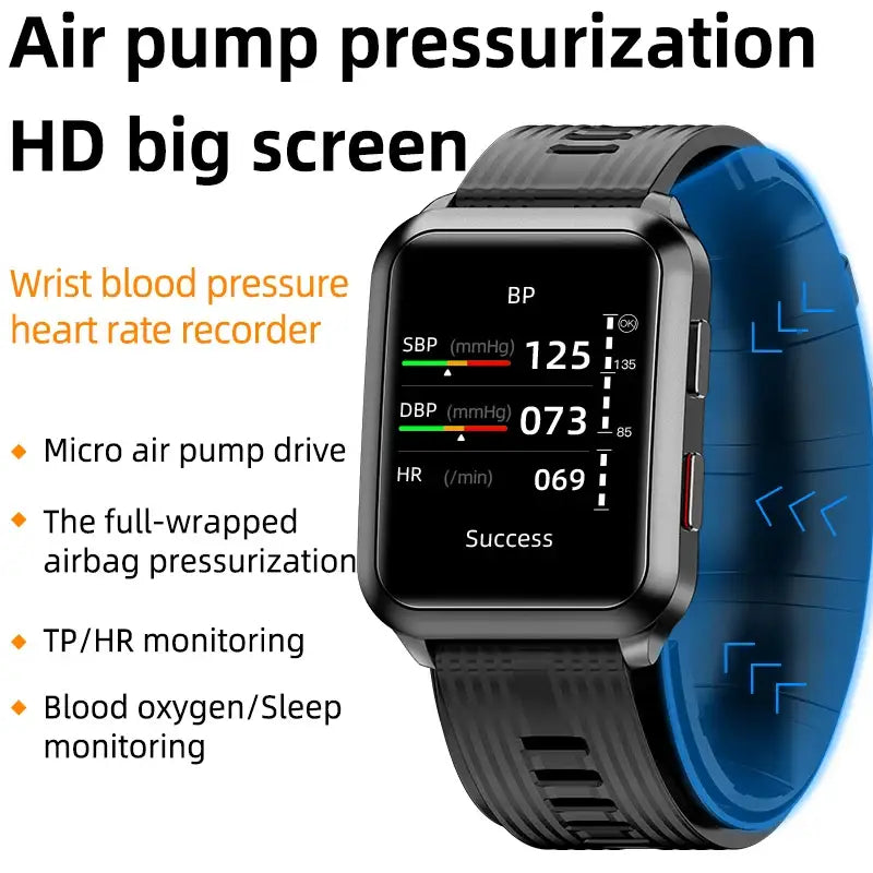 Air Pump Blood Pressure Smartwatch P60 with air bag for blood pressure, heart rate, oxygen monitoring