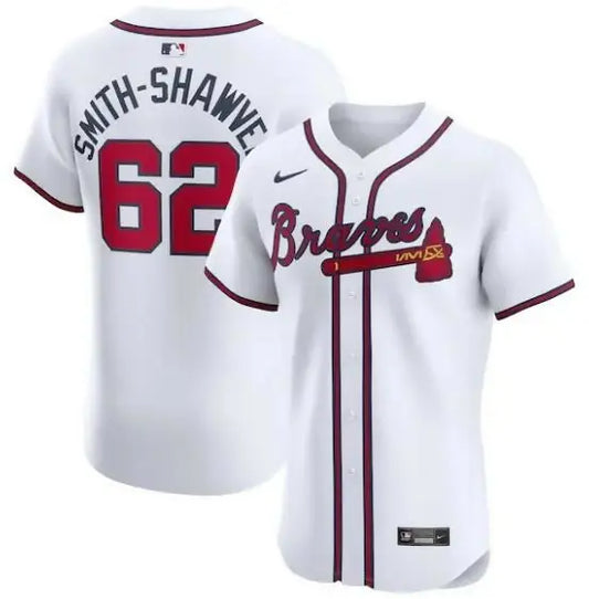 White Atlanta Braves baseball jersey featuring AJ Smith-Shawver Nike Home Elite design