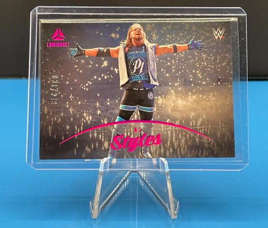 AJ Styles Luminance Pink Parallel #031/349 from 2023 Panini Chronicles WWE card