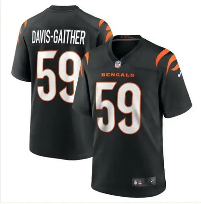 Black Cincinnati Bengals Akeem Davis-Gaither football jersey with number 59 and name on back