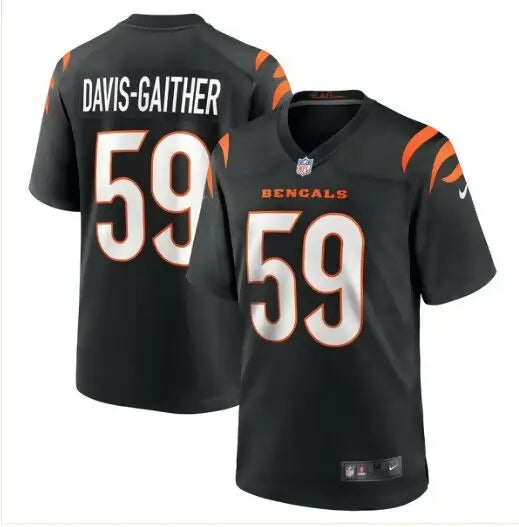 Black Cincinnati Bengals Akeem Davis-Gaither football jersey with number 59 and name on back