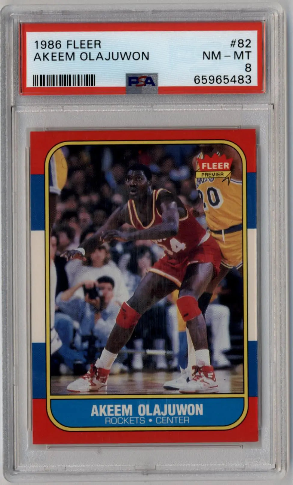 Akeem Olajuwon Fleer Rookie 1986-87 basketball card PSA 8 Near Mint Mint