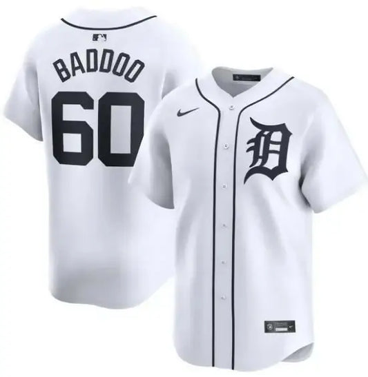 White Akil Baddoo Detroit Tigers Nike Home Limited Player Jersey on display