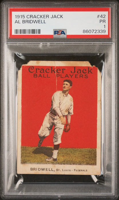 Graded 1915 Cracker Jack Jack Baseball Card of Al Bridwell PSA 1 Poor