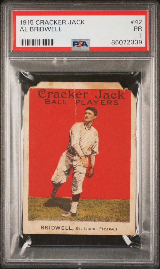 Graded 1915 Cracker Jack Jack Baseball Card of Al Bridwell PSA 1 Poor