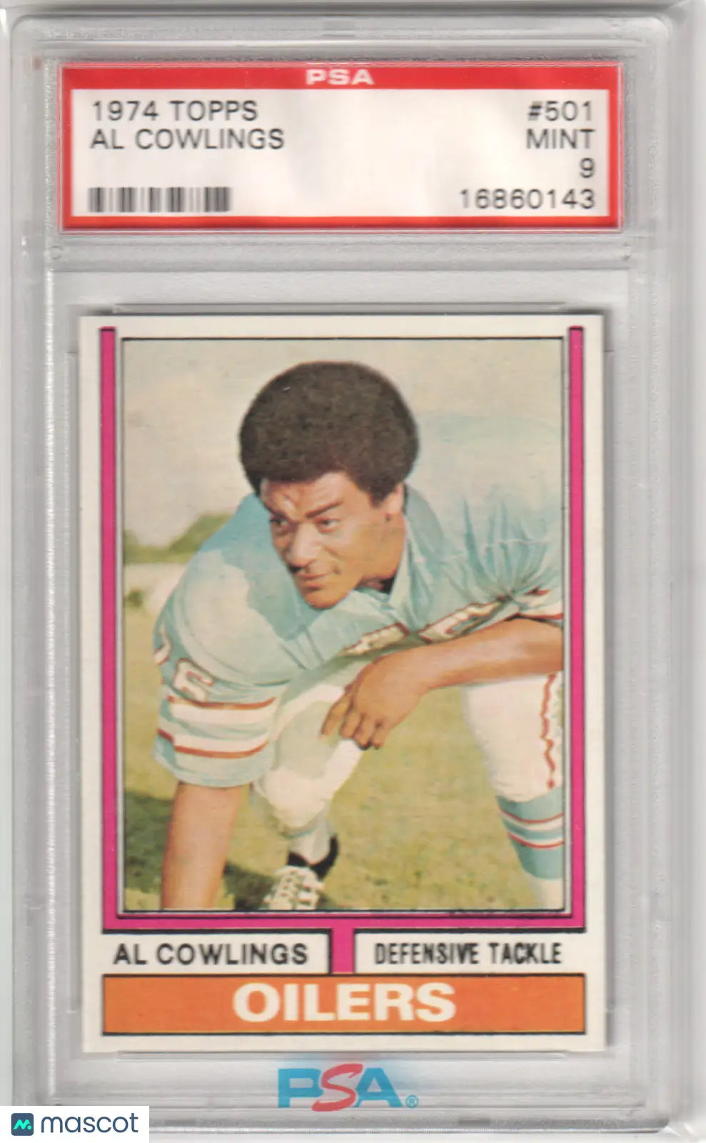 Columbia Hobby graded 1974 Topps Al Cowlings #501 football card PSA 9 Mint