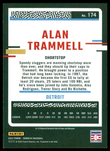 Alan Trammell baseball card from 2023 Donruss #174 Detroit Tigers collection