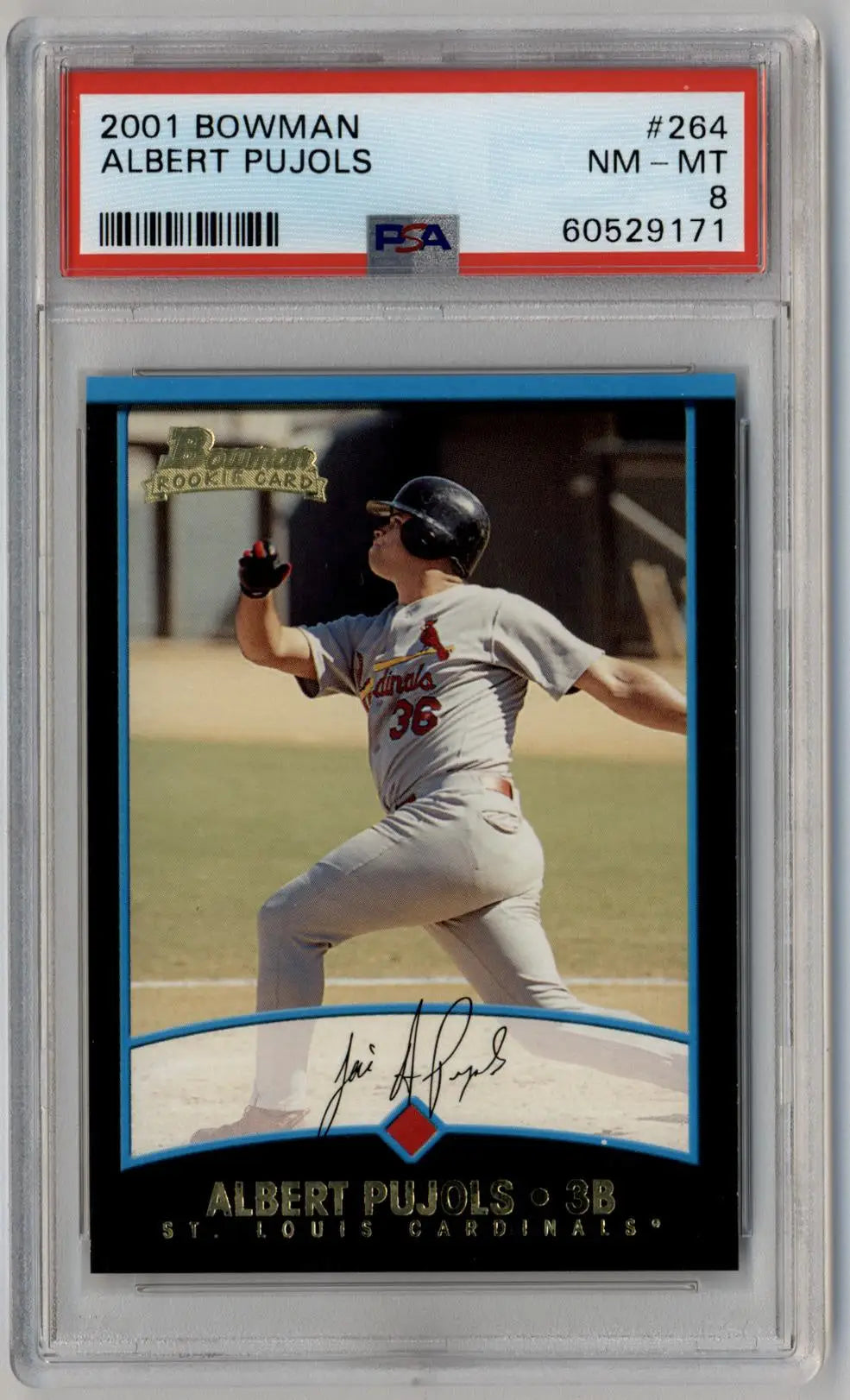 Albert Pujols Bowman rookie card 2001 PSA 8 near mint mint condition