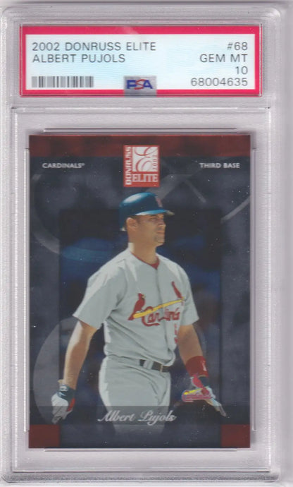 Graded Albert Pujols baseball card from Donruss Elite series displayed by Columbia Hobby