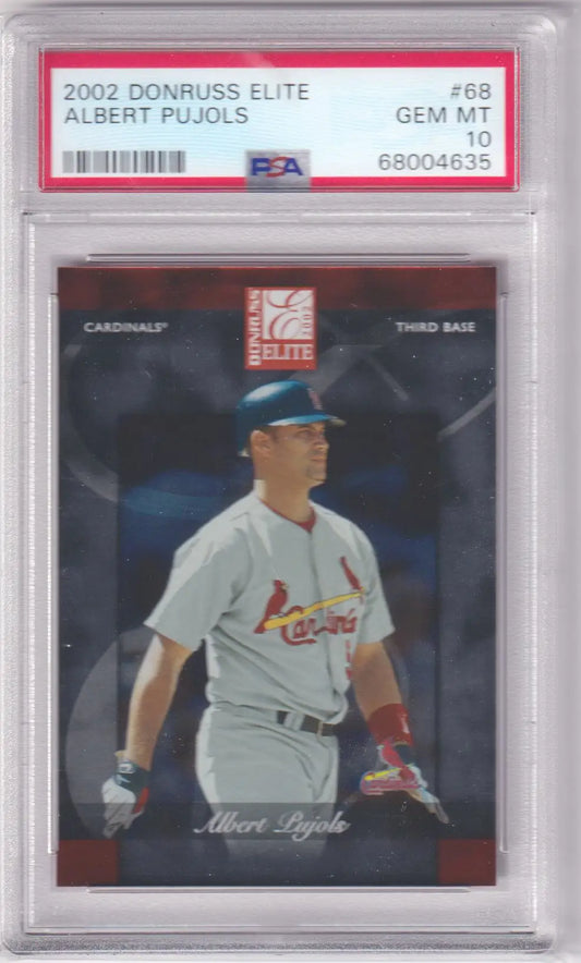 Graded Albert Pujols baseball card from Donruss Elite series displayed by Columbia Hobby