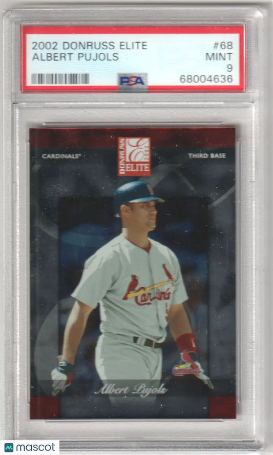 Gradable Albert Pujols 2002 Donruss Elite baseball card from Columbia Hobby PSA 9 MINT