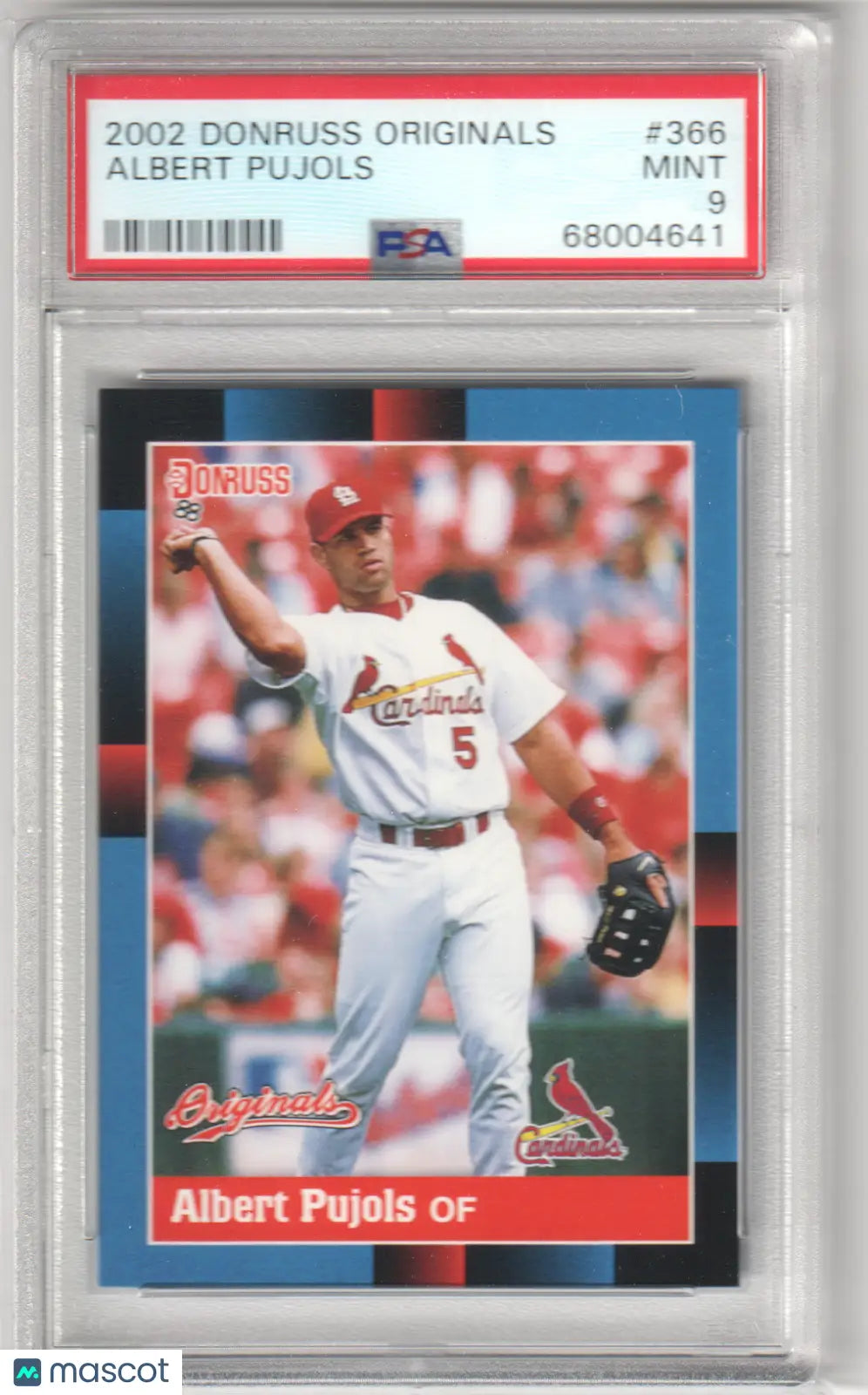 Graded Albert Pujols baseball card from Donruss Originals by Columbia Hobby in PSA 9 Mint