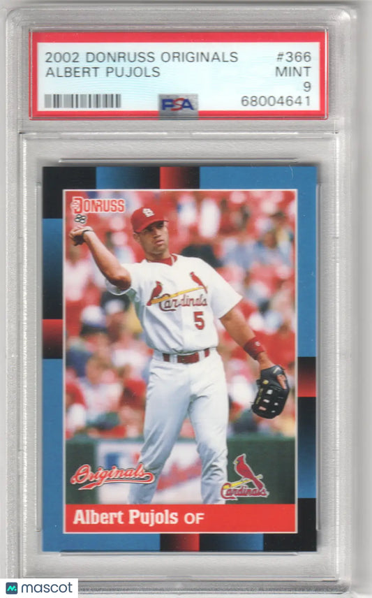Graded Albert Pujols baseball card from Donruss Originals by Columbia Hobby in PSA 9 Mint