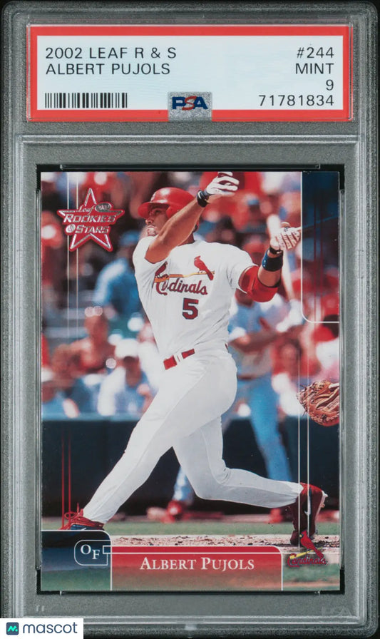 Graded Albert Pujols baseball card from Leaf Rookies Stars series by Columbia Hobby