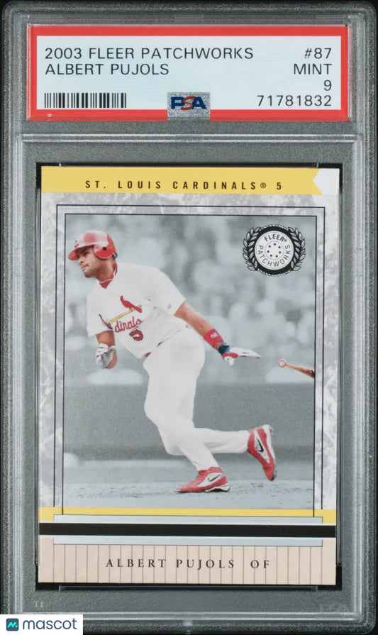 Graded Albert Pujols Fleer Patchworks baseball card from Columbia Hobby, PSA 9 Mint