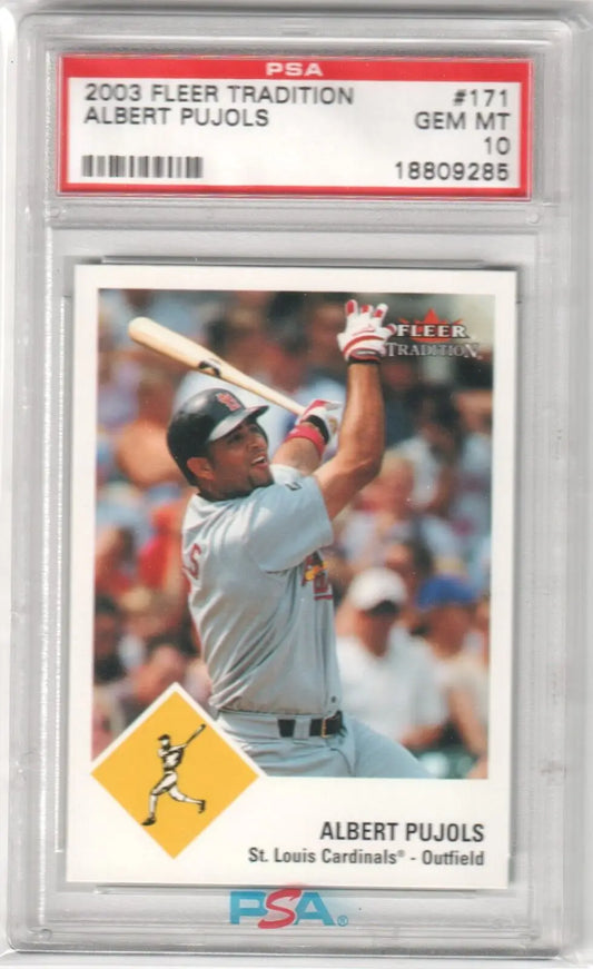 PSA 10 GEM MINT Albert Pujols 2003 Fleer Tradition baseball card - single cards from Columbia Hobby