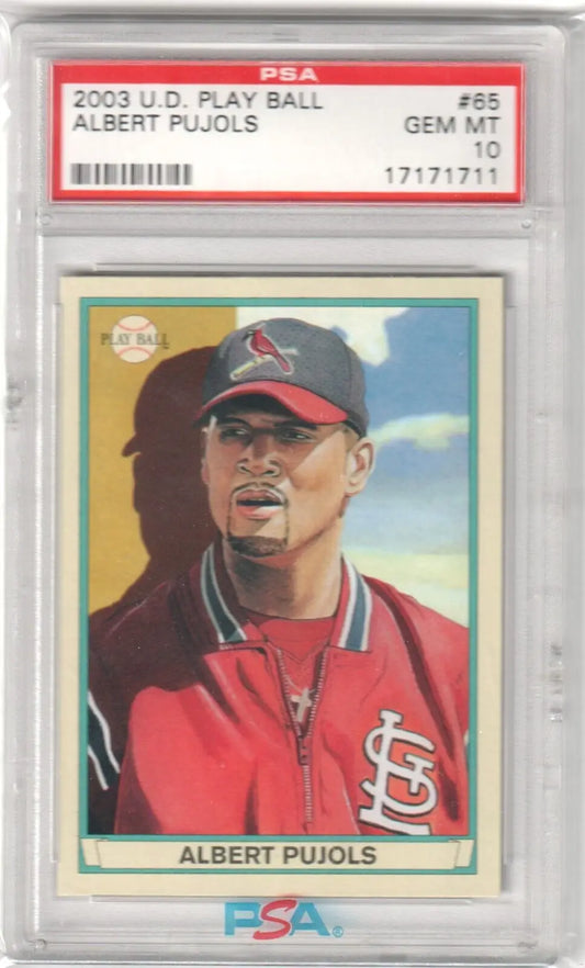 PSA-graded Albert Pujols 2003 Upper Deck Play Ball card in protective case for sale