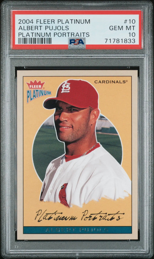 Graded Albert Pujols 2004 Fleer Platinum Platinum Portraits baseball card at Columbia Hobby