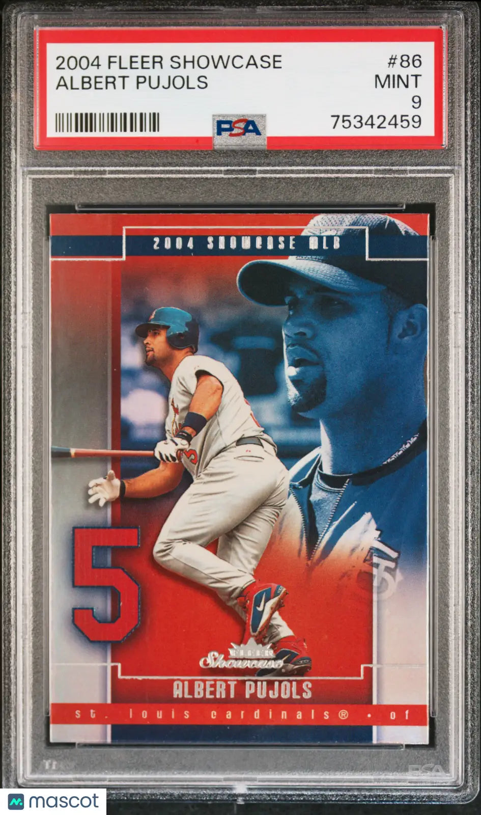 Graded Albert Pujols baseball card from Fleer Showcase series at Columbia Hobby