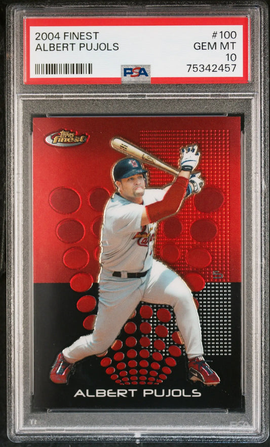 Graded Albert Pujols 2004 Topps Finest #100 PSA 10 GEM MNT from Columbia Hobby