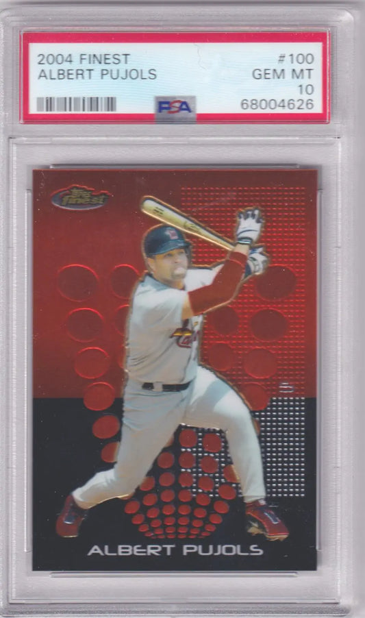 Graded Albert Pujols baseball card from Topps Finest by Columbia Hobby in PSA 10 GEM MINT