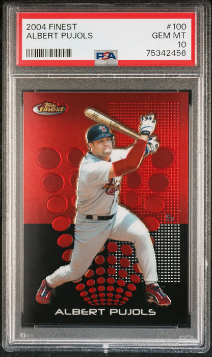 Graded Albert Pujols 2004 Topps Finest #100 PSA 10 GEM MNT from Columbia Hobby