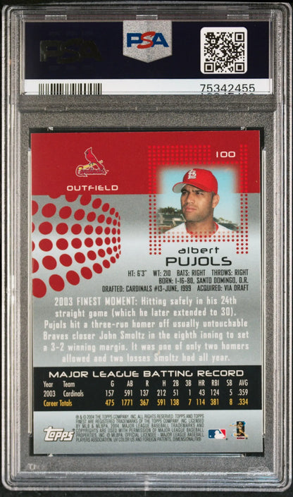 Graded Albert Pujols 2004 Topps Finest PSA 10 GEM MNT card from Columbia Hobby