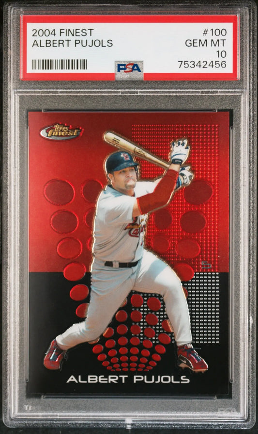 Graded Albert Pujols baseball card from Topps Finest, PSA 10 Gem Mint, Columbia Hobby