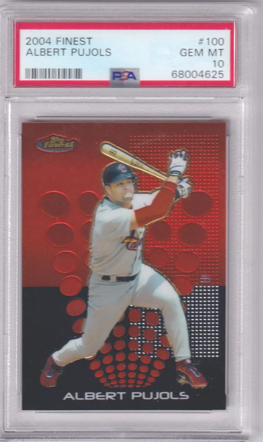 Graded Albert Pujols baseball card from Topps Finest series displayed by Columbia Hobby