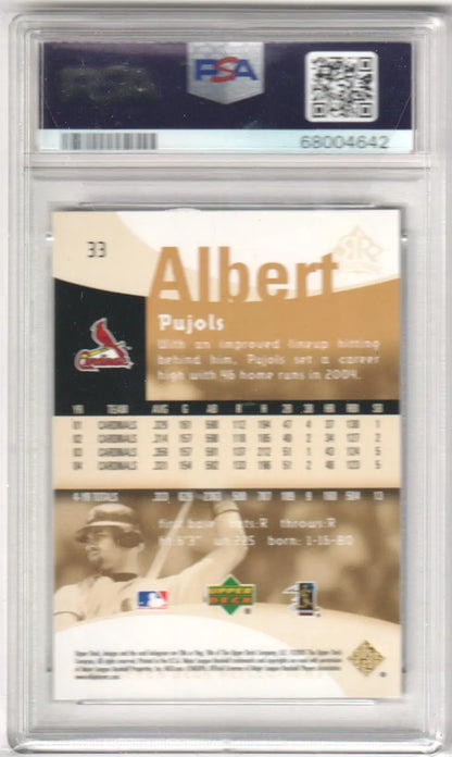 Graded Albert Pujols baseball card from Upper Deck Reflections product by Columbia Hobby