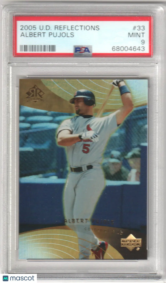 Graded Albert Pujols baseball card from Upper Deck Reflections, PSA 9 Mint, Columbia Hobby
