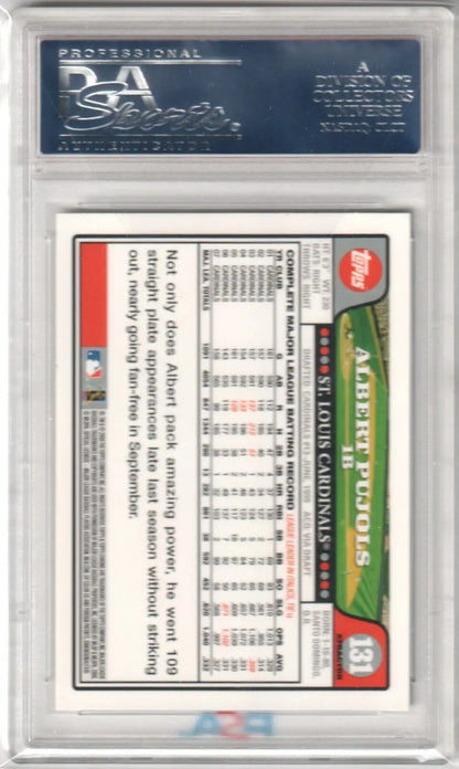 Baseball trading card encased in protective holder ALBERT PUJOLS 2008 Topps Chrome Xfractor