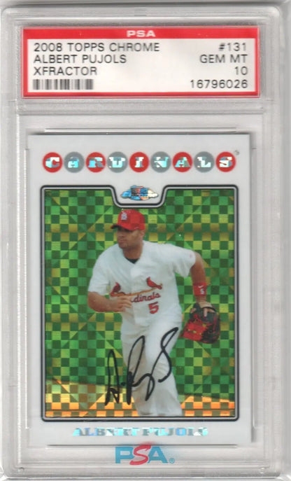 PSA 10 Albert Pujols 2008 Topps Chrome X-Fractor baseball card - single cards at Columbia Hobby