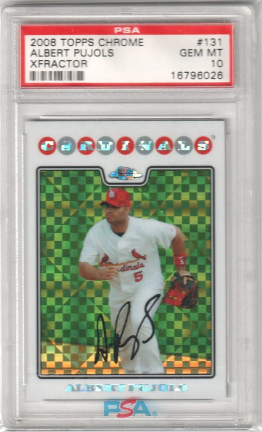 PSA 10 Albert Pujols 2008 Topps Chrome X-Fractor baseball card - single cards at Columbia Hobby