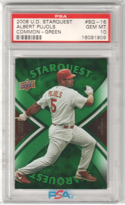Graded Albert Pujols baseball card from Upper Deck’s 2008 First Edition Starquest series