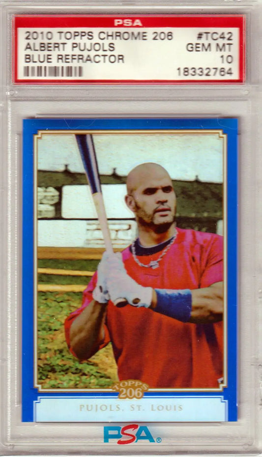 Graded Albert Pujols 2010 Topps Chrome TC42 Blue Refractor PSA 10 GEM MINT