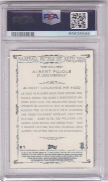 Graded Albert Pujols baseball card from Topps Allen & Ginter by Columbia Hobby PSA 10