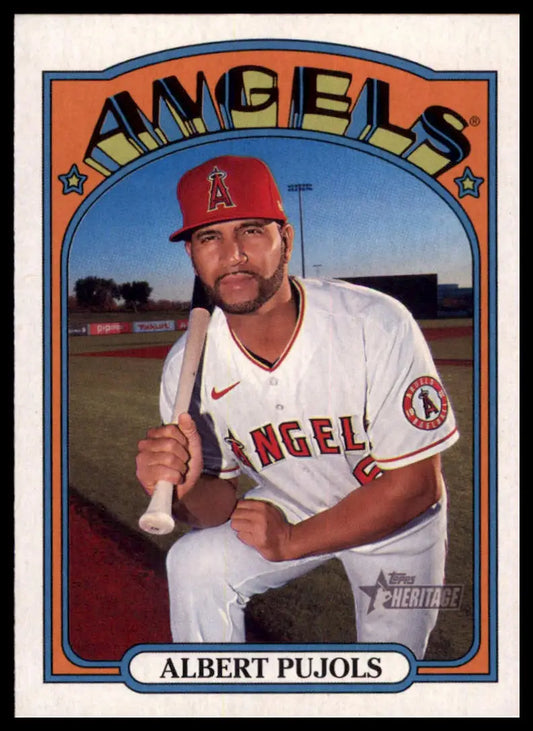 Albert Pujols baseball card from Topps Heritage 2021 Los Angeles Angels collection