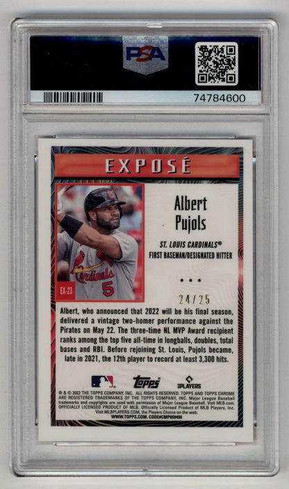 Albert Pujols 2022 Topps Chrome Sonic Expose baseball card serial 24/25 PSA 10