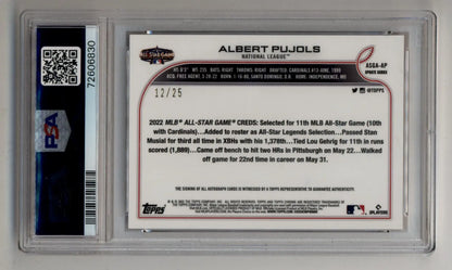 Graded Albert Pujols baseball card with star game auto and orange refractor finish
