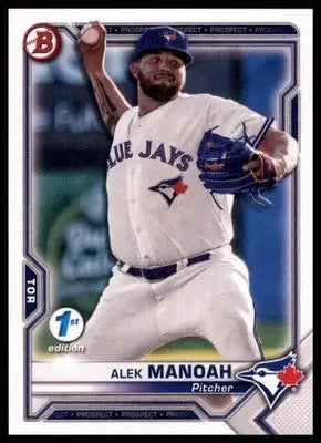 Alek Manoah baseball card from Bowman 1st Edition 2021 Toronto Blue Jays series