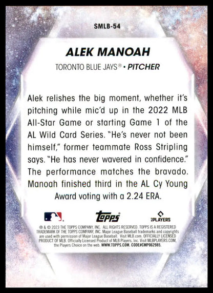 Alek Manoah baseball card from 2023 Topps Stars of MLB series featuring Toronto Blue Jays