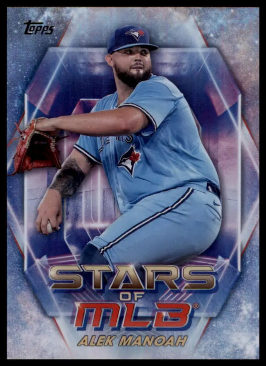 Alek Manoah baseball card from 2023 Topps Stars of MLB series in Toronto Blue Jays styles
