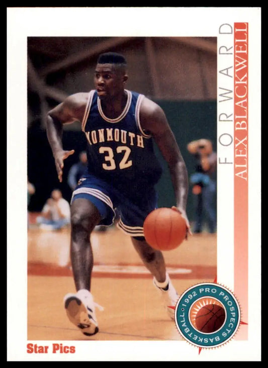 Alex Blackwell basketball card from 1992 Star Pics series featuring Monmouth Hawks