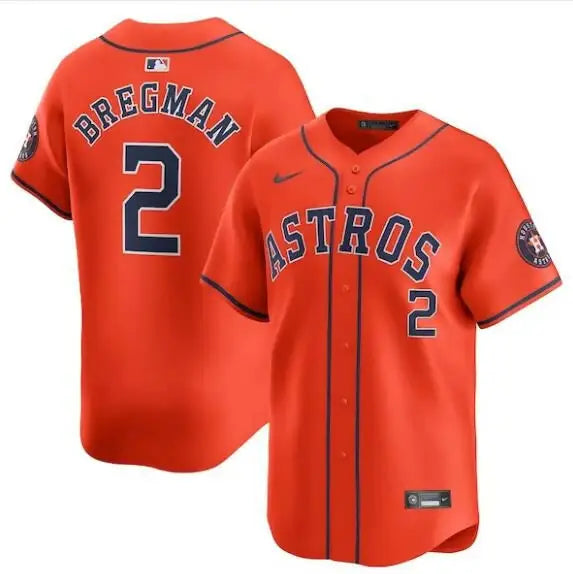 Orange Houston Astros Alex Bregman Nike Alternate Limited Player Jersey displayed
