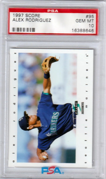 Graded Alex Rodriguez baseball card from Columbia Hobby Score Alex Rodriguez 1997 Mariner
