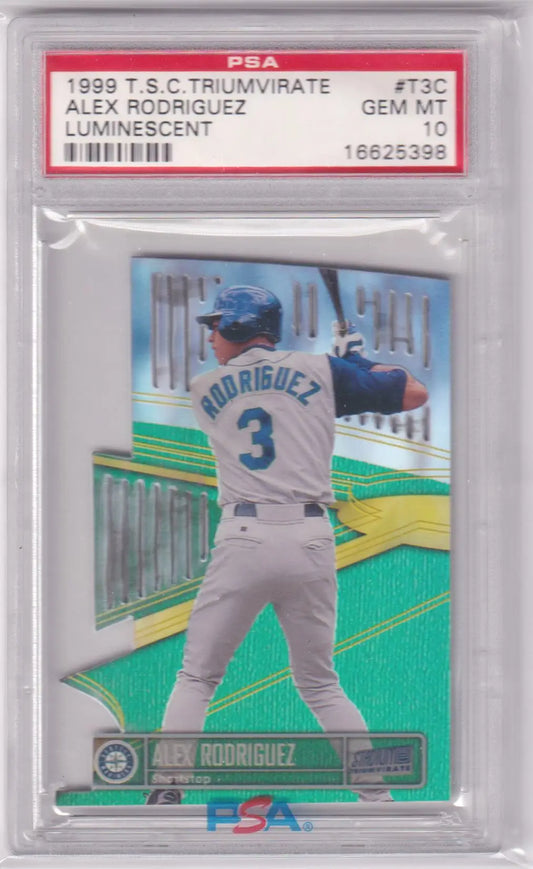 Graded Alex Rodriguez baseball card from Stadium Club Triumvirate by Columbia Hobby