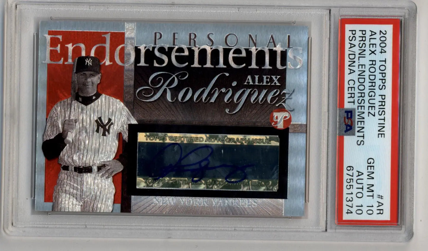 Alex Rodriguez 2004 Topps Pristine auto PSA graded autographed baseball card