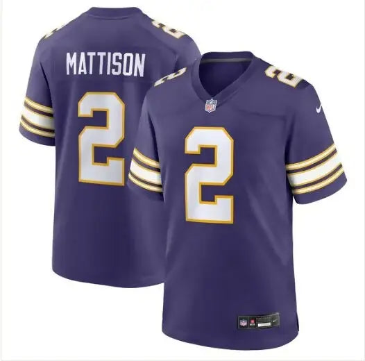 Purple Alexander Mattison Minnesota Vikings Nike Classic Player Game Jersey with number 2